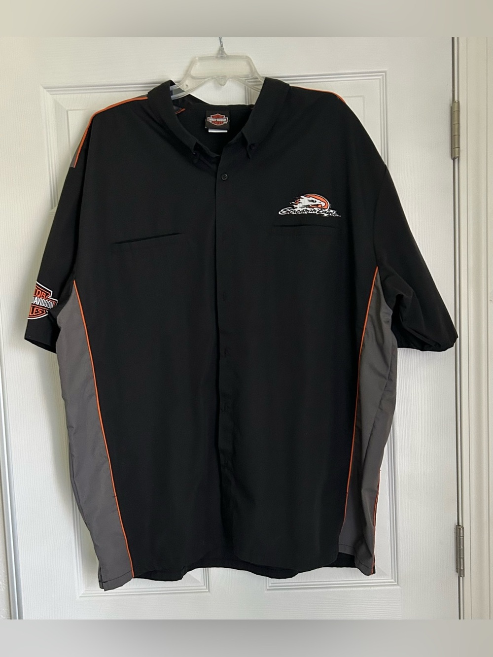 Men’s Harley-Davidson HD Button up Black & Gray Short-Sleeve Work Shirt 3x xxxl